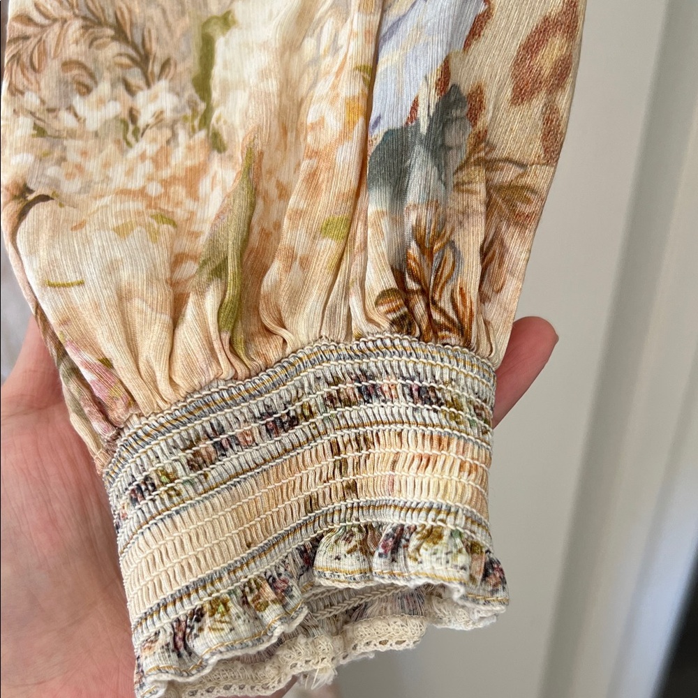 ❤️Floral Cream Maxi Dress women XL linen - Picture 6 of 7